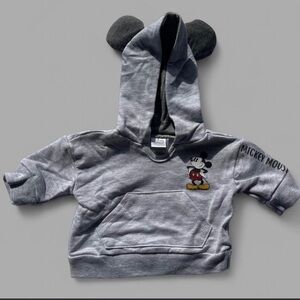 Disney Newborn Gray Hoodie with Mickey Mouse Ears/Pants Set